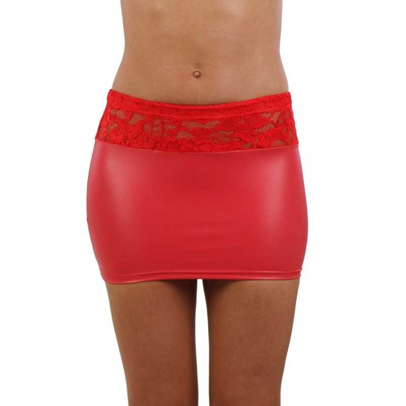 Prestaloveshop Jupe Wetlook Taille Dentelle