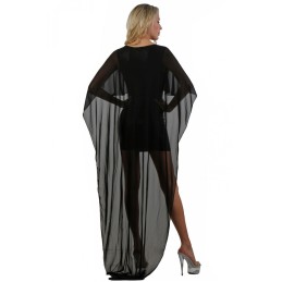 Prestaloveshop Robe Courte Wetlook et Longue Au Dos en Micro