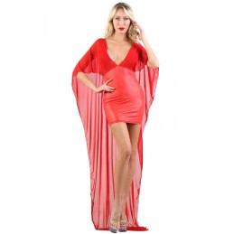 Prestaloveshop Robe Courte Wetlook et Longue Au Dos en Micro