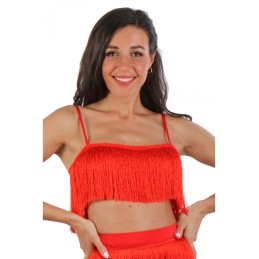 Prestaloveshop Top Court Frange Fluide Rouge