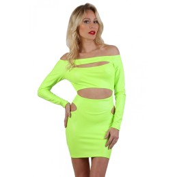 Prestaloveshop Robe ajourée Wetlook fluo