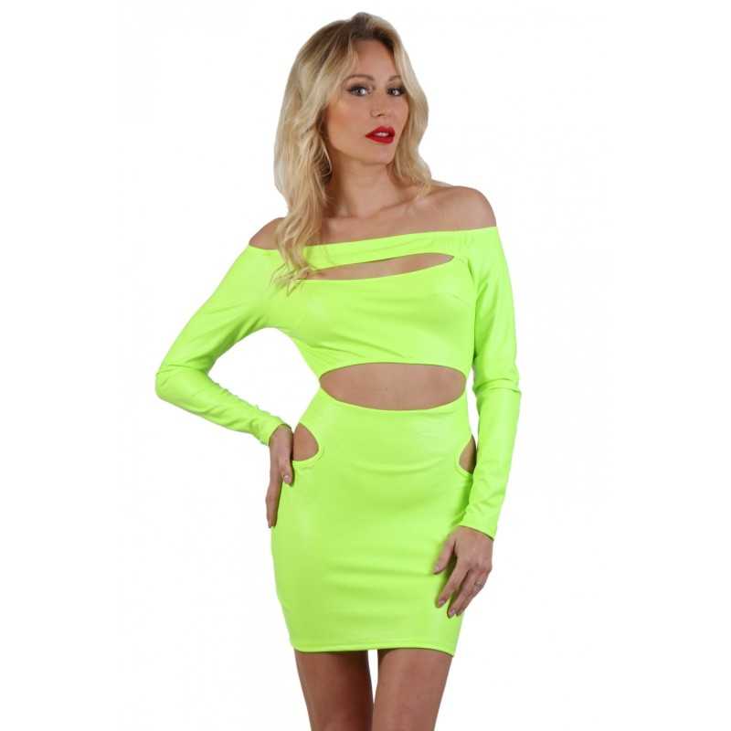 Prestaloveshop Robe ajourée Wetlook fluo