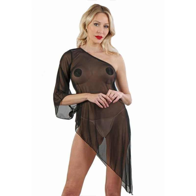 Prestaloveshop Robe asymétrique micro résille