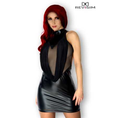 Prestaloveshop Luna Robe Noire Wetlook et Voile Transformable