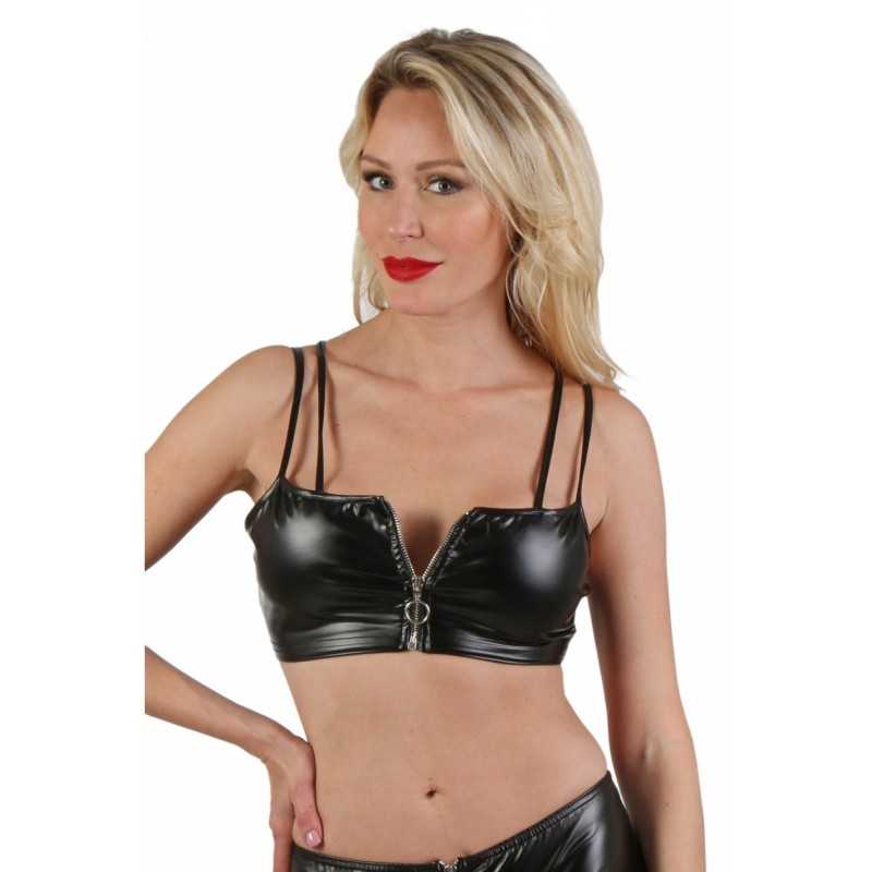 Prestaloveshop Top Court Wetlook Zip Devant