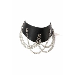 Prestaloveshop Collier Chainette Simili Cuir Noir