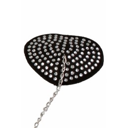 Prestaloveshop Nipple Coeur Noir Strass et Chainette Cache