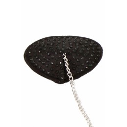 Prestaloveshop Nipple Coeur Noir Strass et Chainette Cache