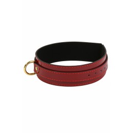 Prestaloveshop Collier Vinyle Bordeaux et Attaches Dorées