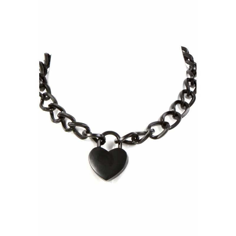 Prestaloveshop Collier Chaine et Coeur Cadenas en Métal