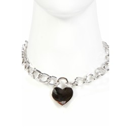 Prestaloveshop Collier Chaine et Coeur Cadenas en Métal