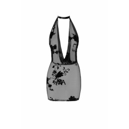 Prestaloveshop Robe Transparente Flocage Fleurs Dos Chaine