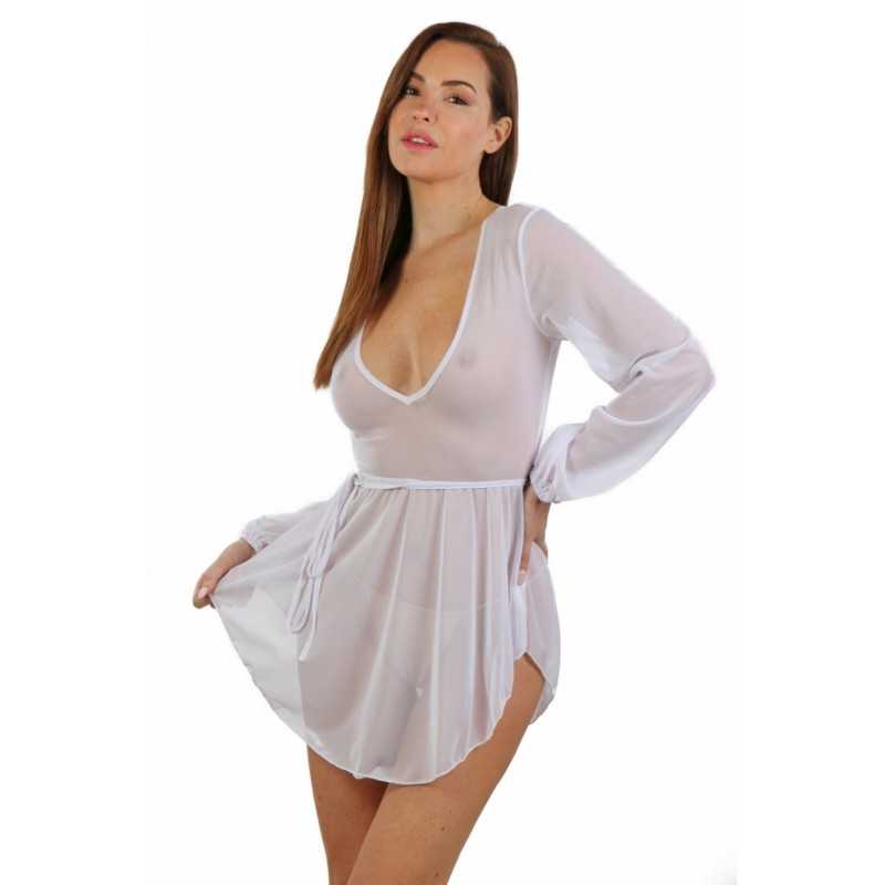 Prestaloveshop Robe transparente manches longues