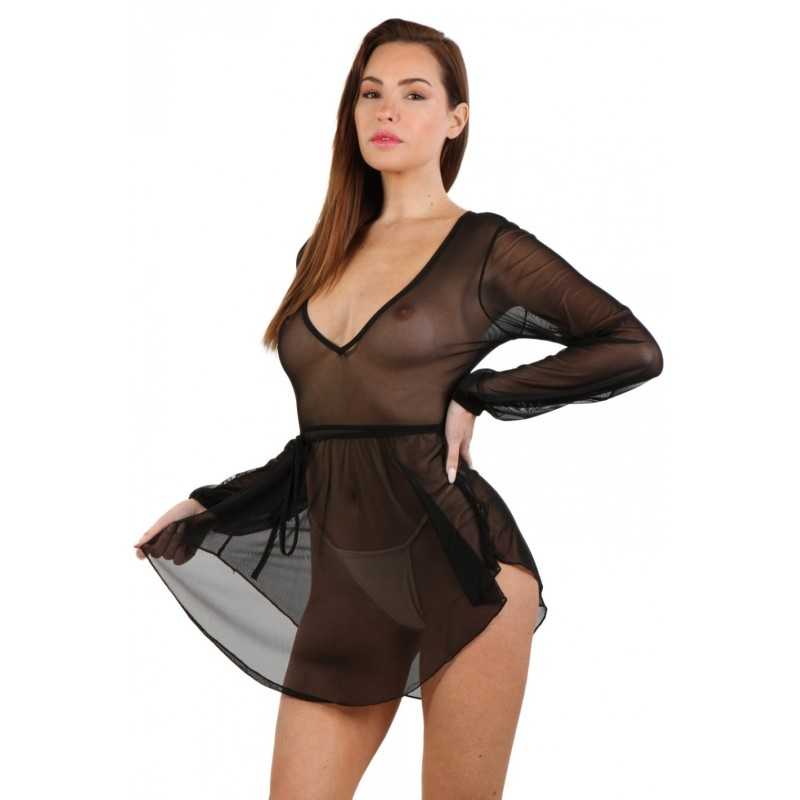 Prestaloveshop Robe transparente manches longues