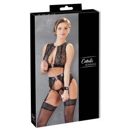 Prestaloveshop Erotique Ensemble dentelle noire wetlook