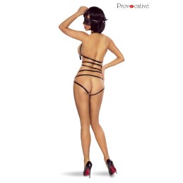 Prestaloveshop Soutien Gorge Ouvert Harnais satiné noir