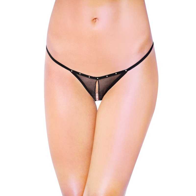 Prestaloveshop String ouvert micro résille et strass