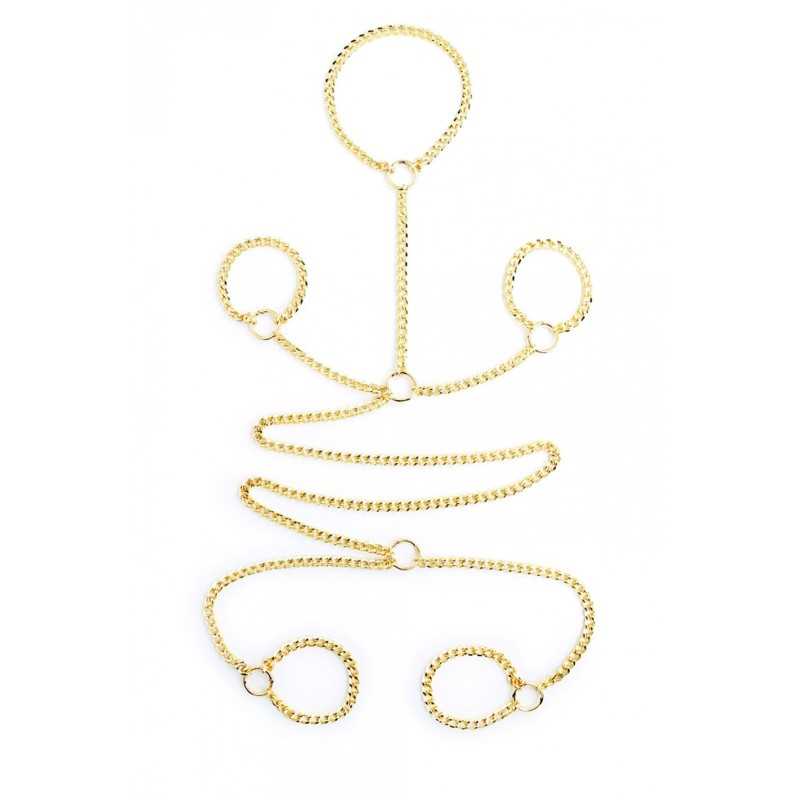 Prestaloveshop Ensemble Chaine dorée collier menottes poignet