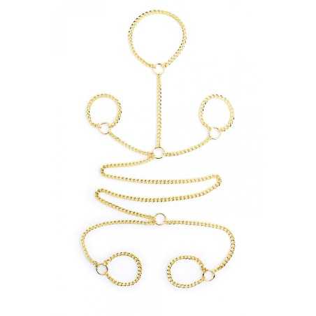 Prestaloveshop Ensemble Chaine dorée collier menottes poignet