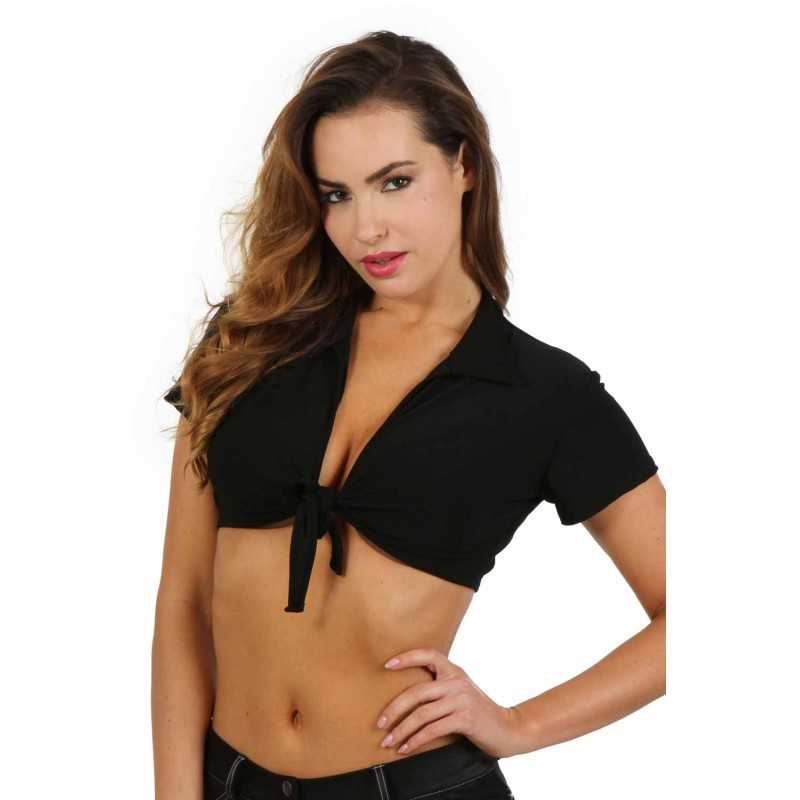 Prestaloveshop copie de Top Wetlook noir volant laçage devant