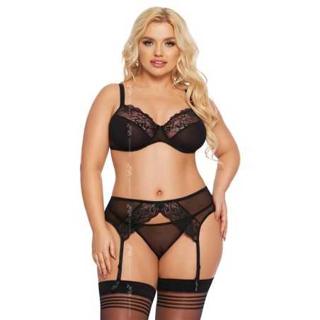 Prestaloveshop Marelle ensemble dentelle noire 3 pièces Grande