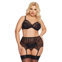 Prestaloveshop Dolores ensemble dentelle noire 3 pièces Grande