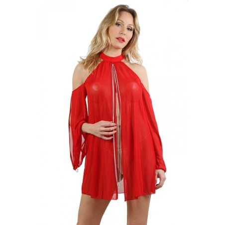 Prestaloveshop Robe transparente manches longues chainette