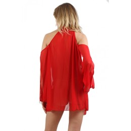 Prestaloveshop Robe transparente manches longues chainette