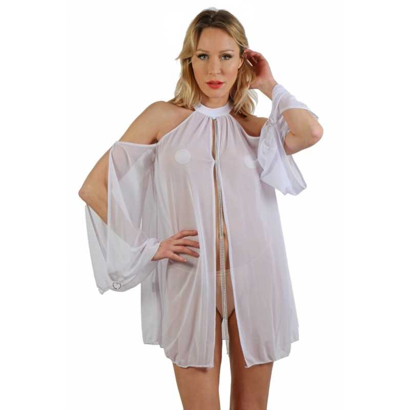 Prestaloveshop Robe transparente manches longues chainette