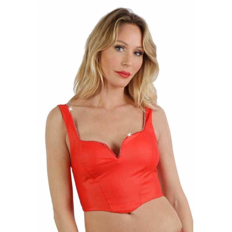 Prestaloveshop Top wetlook liseré strass décolleté Prestaloveshop Top wetlook liseré strass décolleté