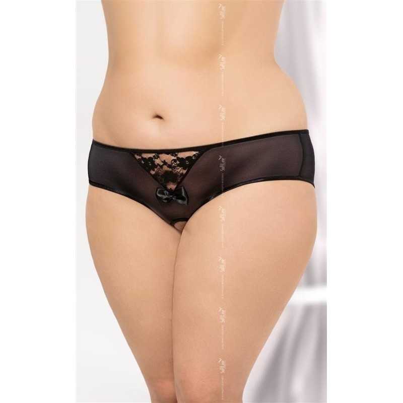 Prestaloveshop Culotte Ouverte dentelle noire et micro résille