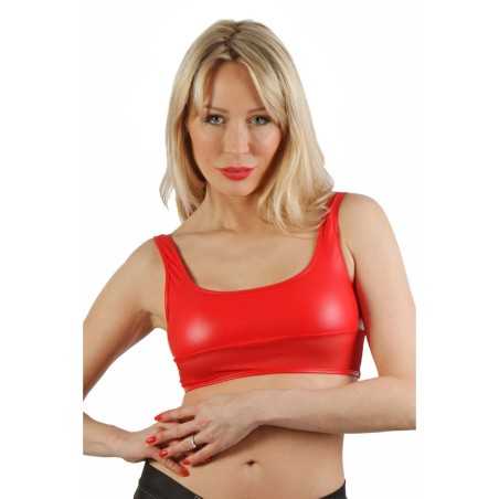 Prestaloveshop Top brassière wetlook micro résille