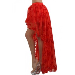 Prestaloveshop Jupe volant dentelle rouge