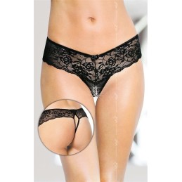 Prestaloveshop String Ouvert Large Dentelle et Micro Résille