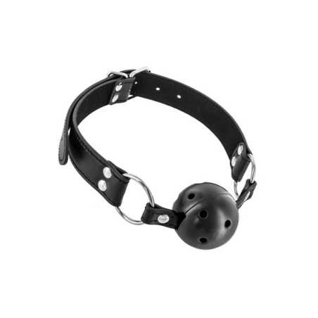 Prestaloveshop Bâillon Boule Rigide Percée Noire