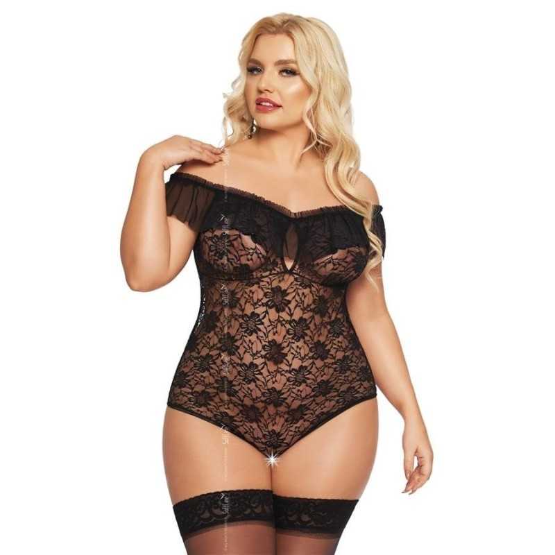 Prestaloveshop Kamila Body Ouvert et Volant Grande Taille